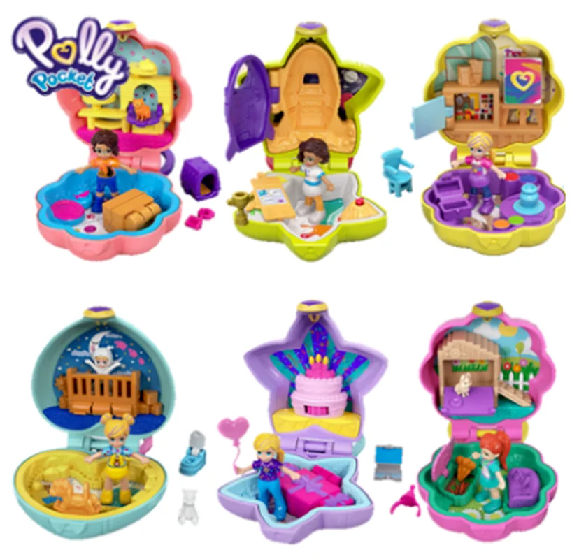 MATTEL Polly Pocket New Little World Treasure Box Play House FRY29 мини игрушки GNG58 jewelry Rainbow Pack Pocket|Игровые