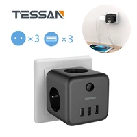 tessan power strip usb electric with switch 3 outlets 3 usb ports power cube strips plug smart outlet extension adapter european
