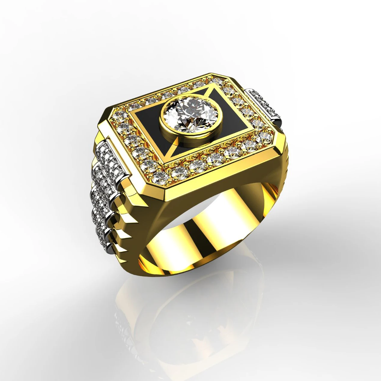 Модные вечерние кольца для мужчин креативные двухцветные дизайнерские в форме