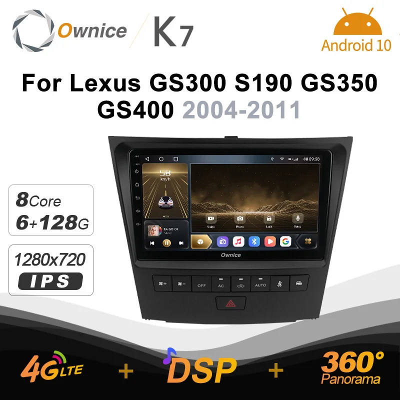 

Автомобильное радио Ownice 6G + 128G Android 10,0 для Lexus GS300 S190 GS350 GS400 2004 - 2011 мультимедийный плеер аудио 4G LTE GPS Navi