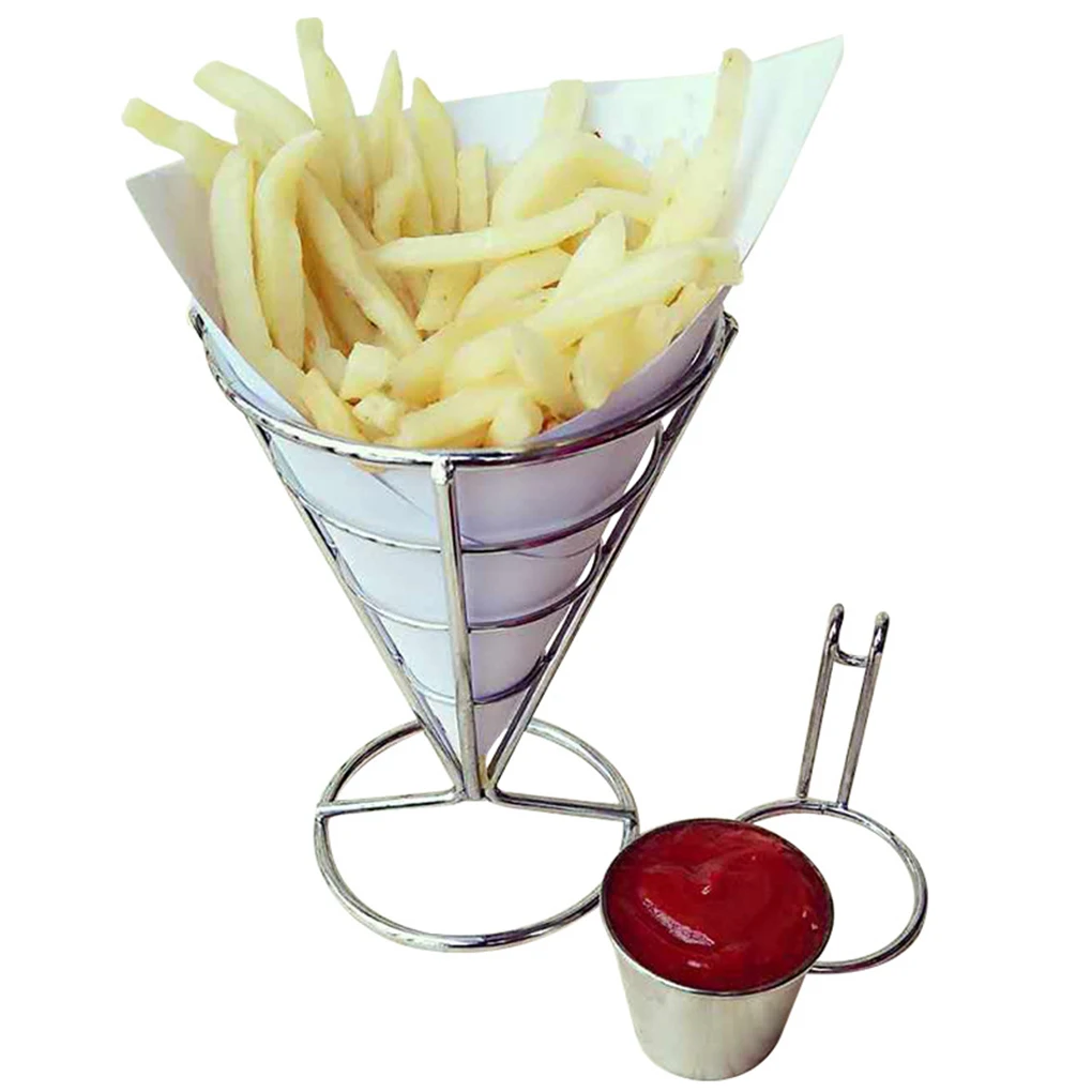 

2 PCS Sauce Stand Cone Fries Holder Popcorn Vegetables Fruit Appetizers French Fry Stand Kitchen Food Container