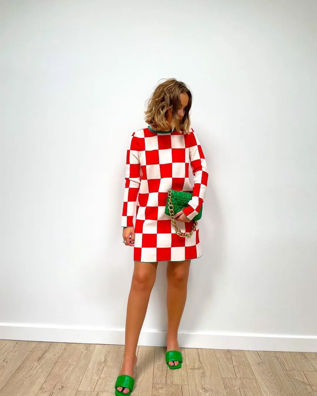 Платье с длинным рукавом Повседневное трикотажное винтажное пикантное