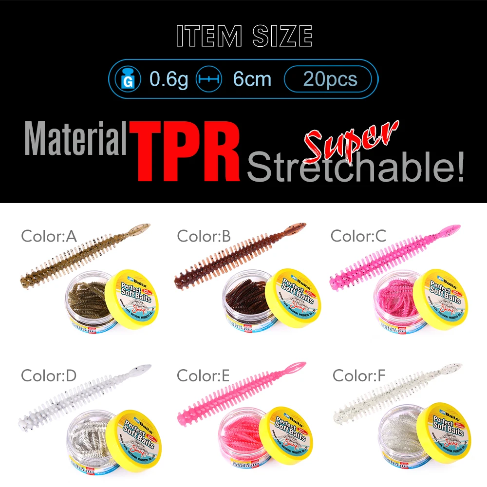 Wobbler soft Fishing Lure 20Pcs/jar 60mm 0.6g Artificial Lures Fishing Worm Silicone Bass Pike Swimbait Jigging Plastic Baits