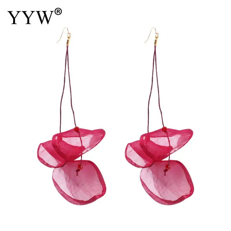 Женские серьги-капельки с подвесками из бежевого и бургундского шифона «лоскутное одеяло», ожерелье с личностным украшением для ушей девочек, модные серьги Pendientes mujer.