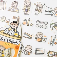 1 pack 40 pcs stickers girl study life paper notes notebook diary stickers decorative sticker