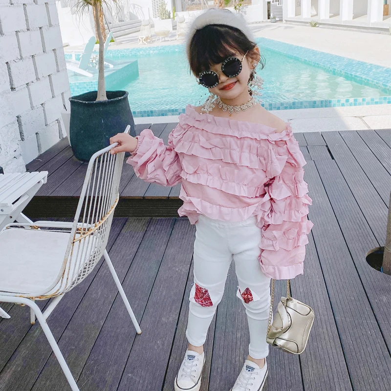 Кружевная рубашка для девочек весенне осенняя коллекция 2020 года новая