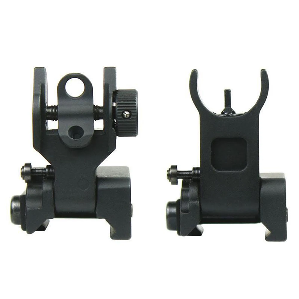 

Tactical Hunting Iron Low Flip Up Front & Rear Sight Set Folding Design Profile Quick Battle Black Rail Sights Set