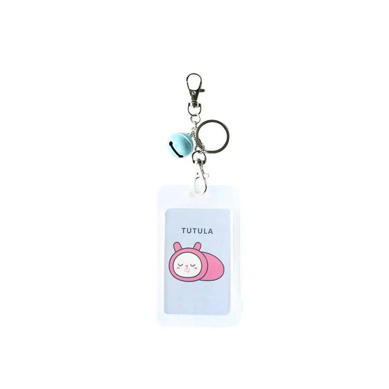

Plastic Transparent Id Card Holder Bus Card Case Name Tag Work Badge Keychain With Bell