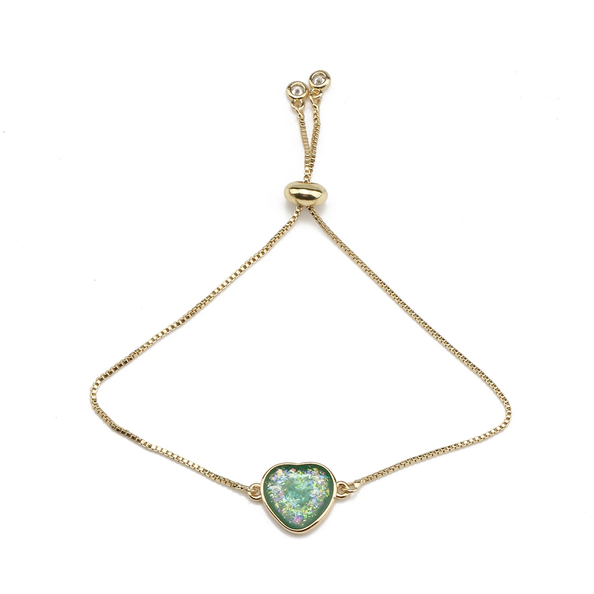 Зеленый красочный Опаловый женский браслет браслеты с позолоченным фианитом