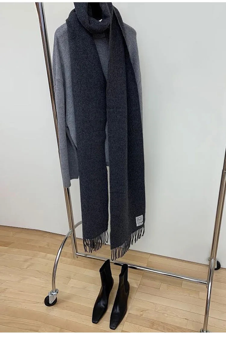 Women Wool Blend Knit Tassels Large Scarf 2021 Autumn Winter Fashion Ladies Scarves Female Shawl | Аксессуары для одежды