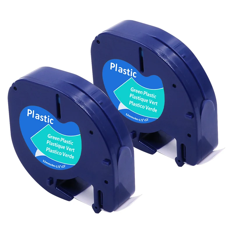 2 шт./лот совместимая лента DYMO letratag 91204/91334/91224/59425 черный на зеленом (4 м * 12 мм)