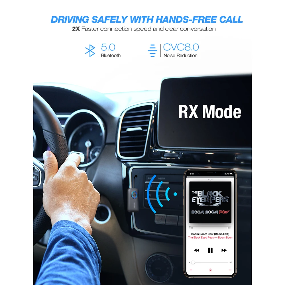 Bluetooth приемник Mpow 2 в 1 адаптер 5 0 AptX HD аудио CSR8675 двойная ссылка для ТВ автомобиля Aux