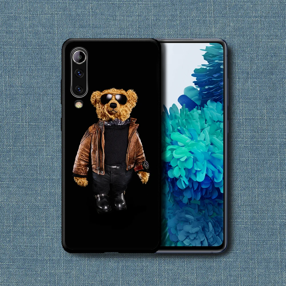 

Italy Trendy Brand Bear Phone Case For Xiaomi Mi Note 10 A3 9 MAX 3 A2 8 9 Lite Pro Ultra black Waterproof Tpu Funda Luxury