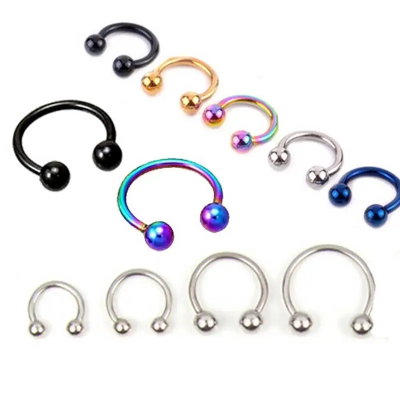 

2Pcs New Stainless Steel Nose Ring Punk Style Lip Ring Earrings Body Piercing Horseshoe Hoop Men And Women Body Jewelry Sexy
