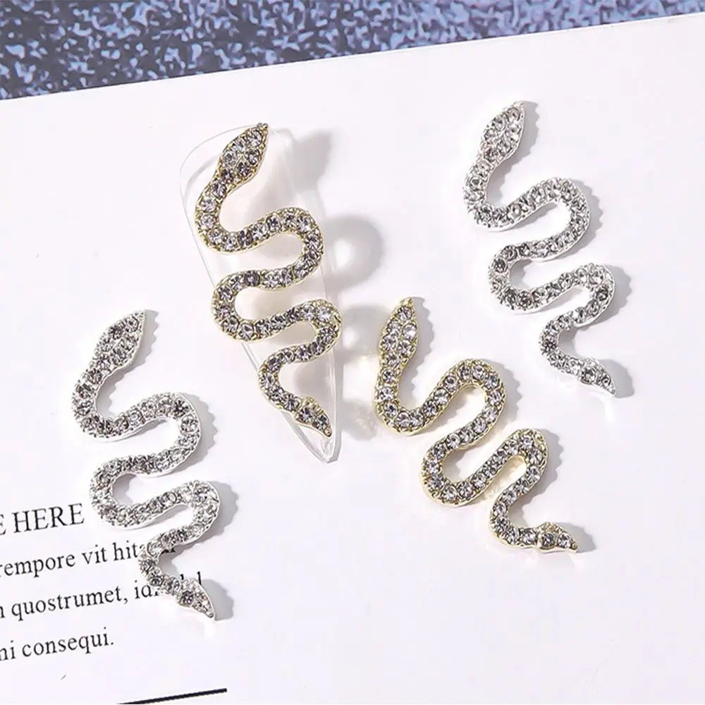 

Crystals Rhinestones Metal Wave Shape Alloy 3D Snake Nail Sticker Extra Long Snake Nail Art Jewelry Nail Art Decoration