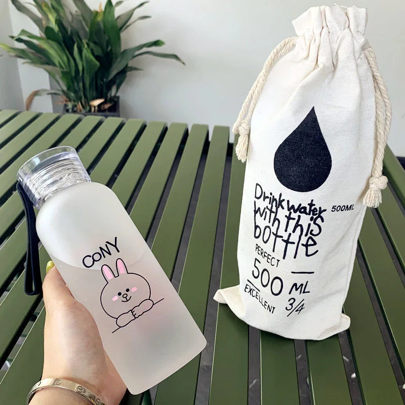 New Plastic Water Bottle Summer Cold Drink Juice Cup Portable Outdoor Sports Camping Cups Cute Animal Print Send Bag | Дом и сад