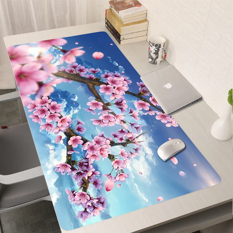 

Игровой коврик для мыши, HD клавиатура под заказ, ковер с цветами вишни и цветами, Противоскользящий коврик для мыши из натурального каучука, ...