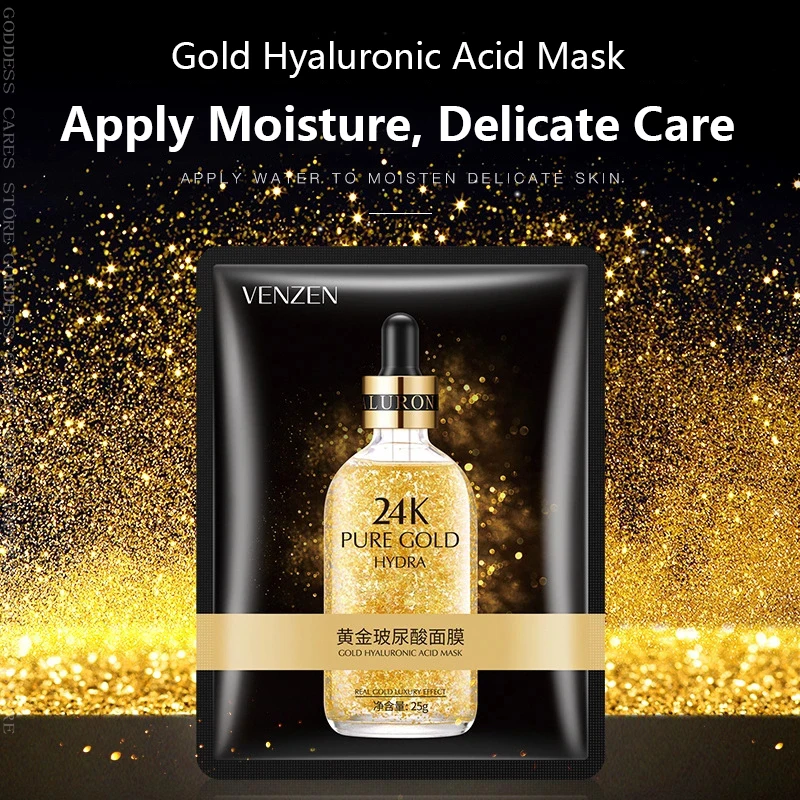 VENZEN 24K Золотая маска для лица Гиалуроновая кислота увлажняющая сужающаяся поры