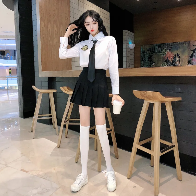 Женская рубашка с галстуком для колледжа Большие размеры JK корейские студенты