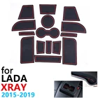 Противоскользящий резиновый коврик для подставки под чашку для Лада XRAY 2015  2019, 2016, 2017, 2018, 15 шт., аксессуары, автомобильные наклейки, коврик для телефона