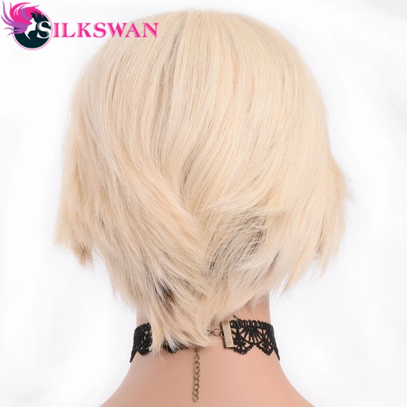Silkswan короткие стриженые парики из натуральных волос remy 150 плотность#1B/613 натуральные короткие парики для черных женщин