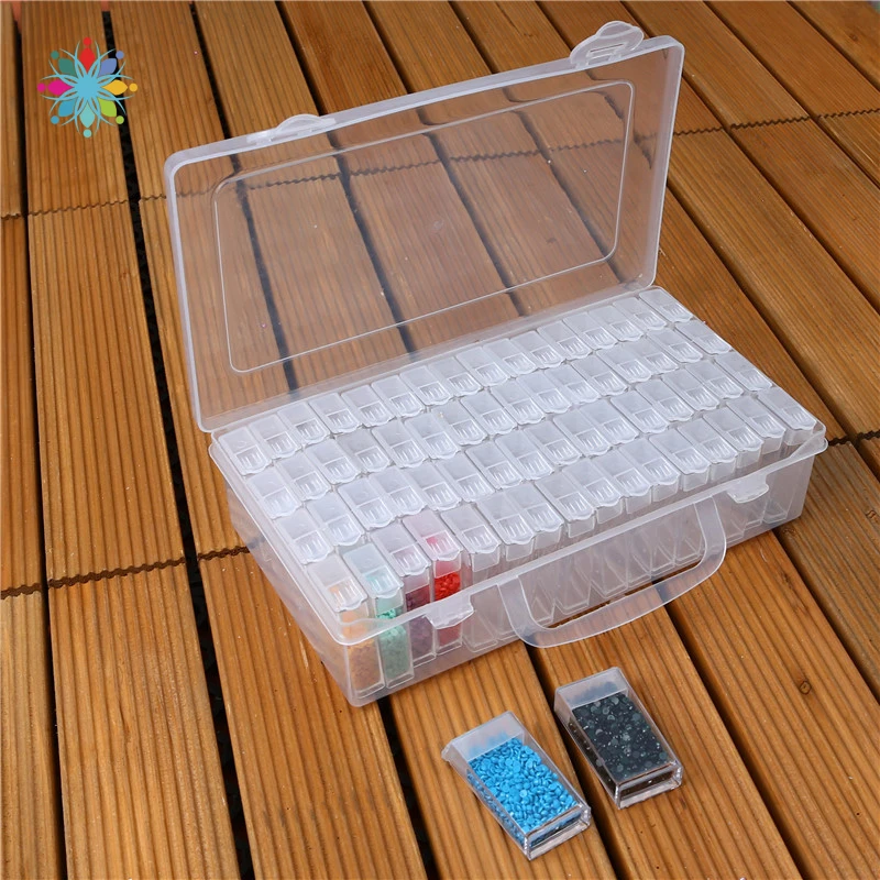 

64 Grids Nails Rhinestones Beads DIY Craft Storage Box Transparent Suitcase Case Container Organizer Storage Case CS
