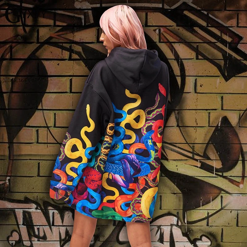 GBYXTY sudadera mujer Harajuku с принтом змеи черные толстовки капюшоном Осень-зима 2019 женские