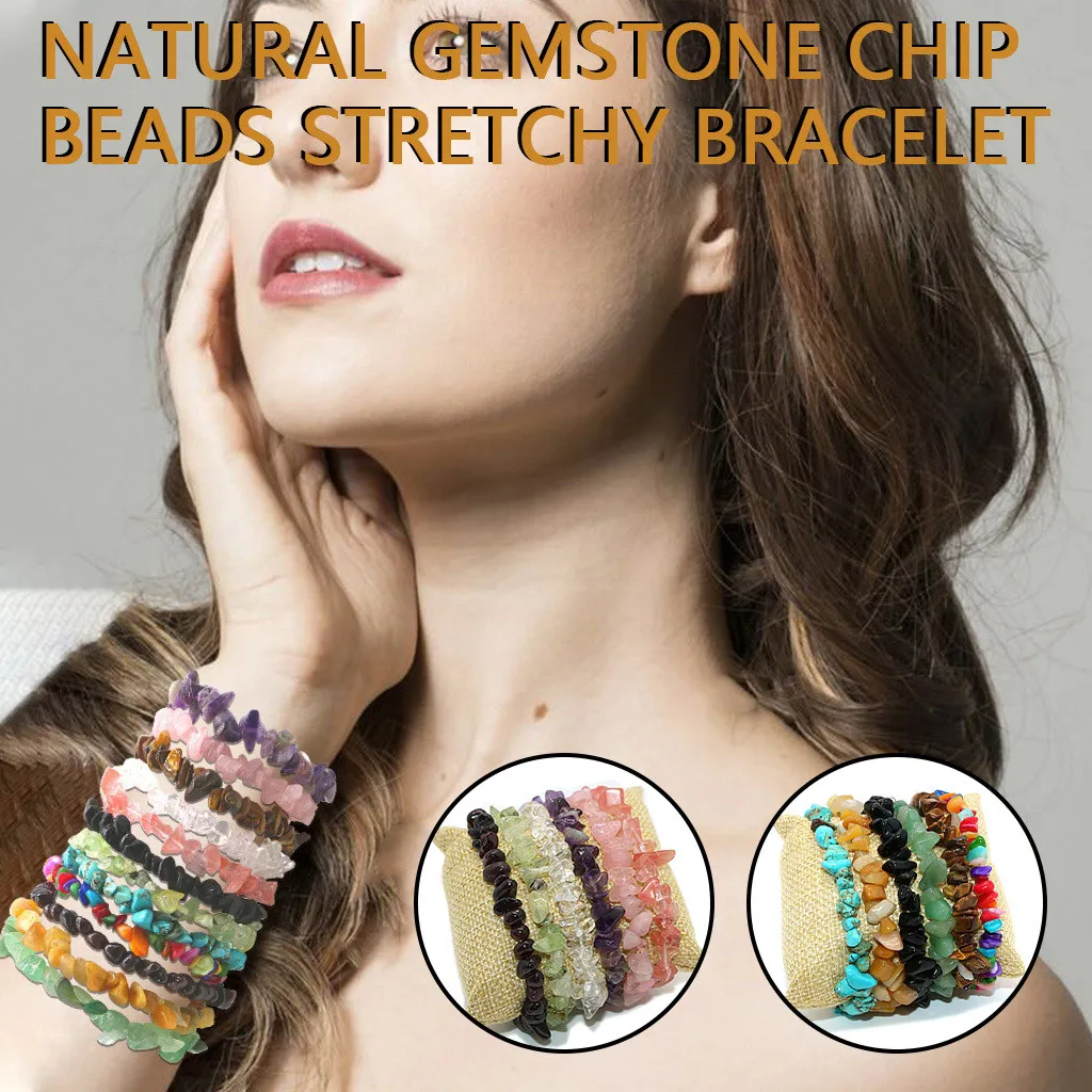 Натуральный драгоценный камень 5-8 мм чип бусины эластичный браслет Исцеление Re iki