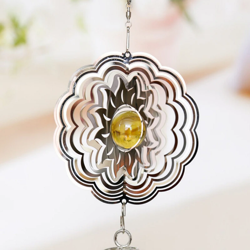 Feng Shui 3D Stereoscopic Metal Wind Chime Holding Pendant Stereo Rotating Wall Hanging Ornament For Home Decor | Дом и сад