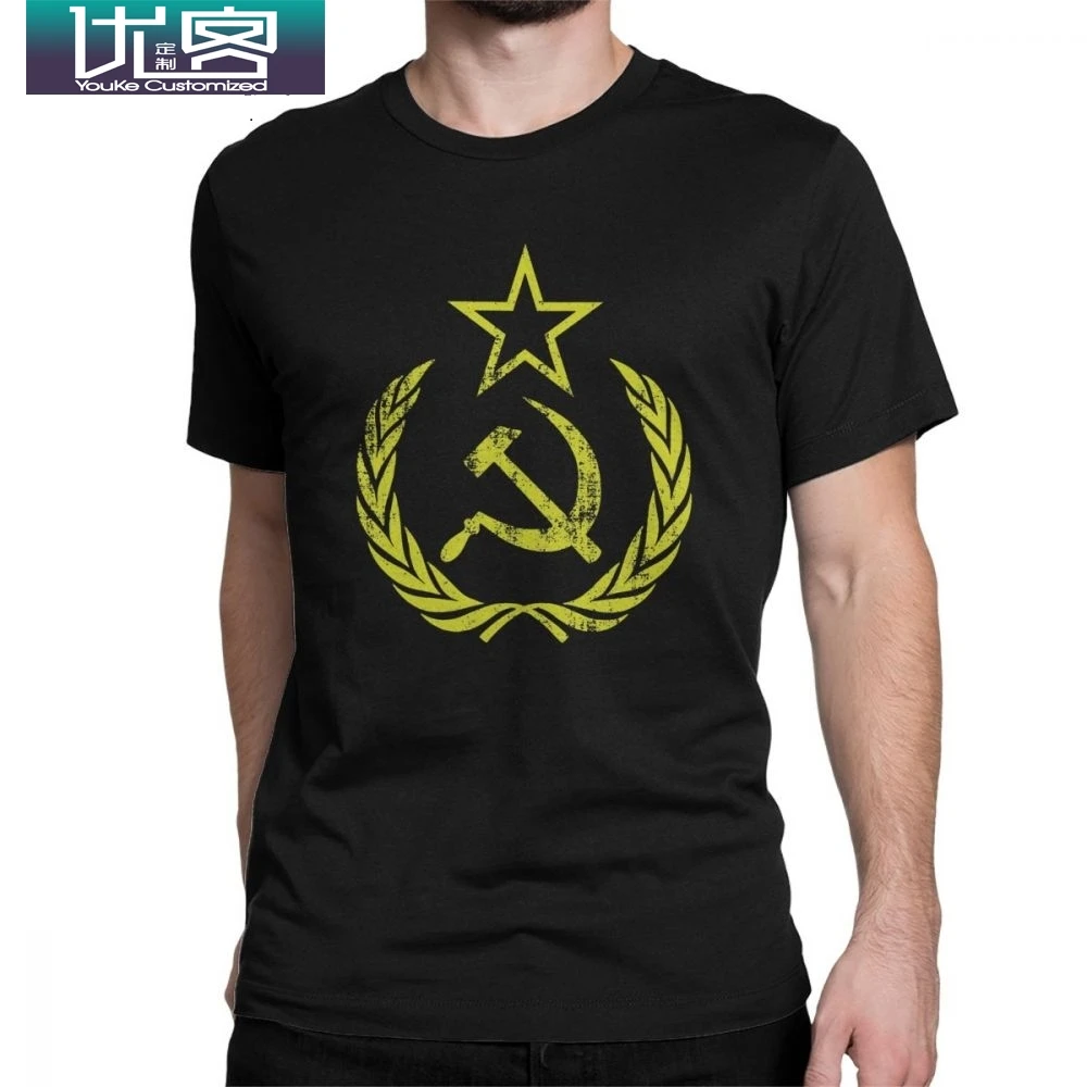Новинка футболка коммунистического флага молоток серп Мужская из 100% хлопка