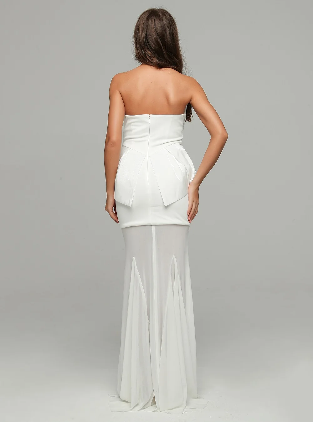 

Fashion Party Dress New Arrival Sexy Strapless Celebrity White Night CLub Wedding Evening Party Dress Long