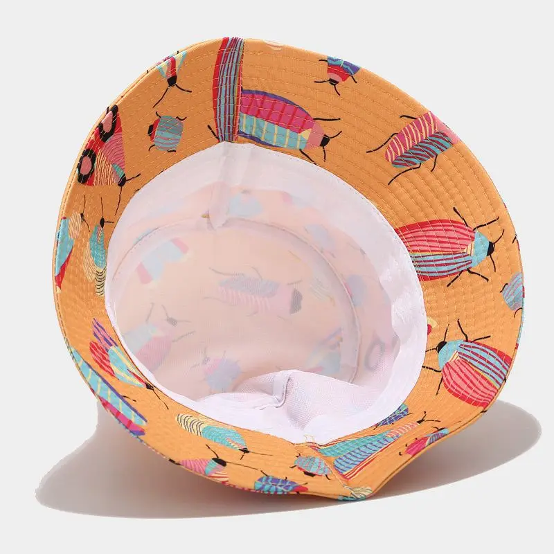Летняя Рыбацкая шляпа двустороннее ведро с принтом божьих коровок женская