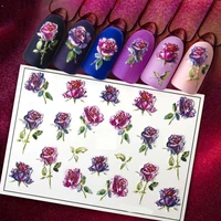 3d acrylic engraved nail sticker valentines day flowes heart desgin water decals empaistic nail water slide decals z0277