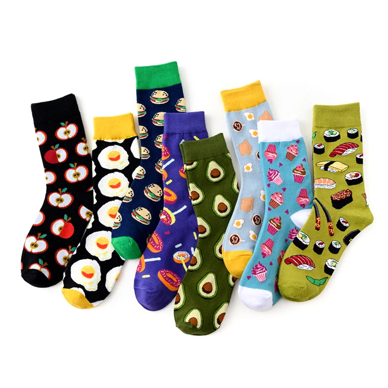 Смешные носки Харадзюку Еда авокадо Гамбург/тесто для пиццы/суши милые Для