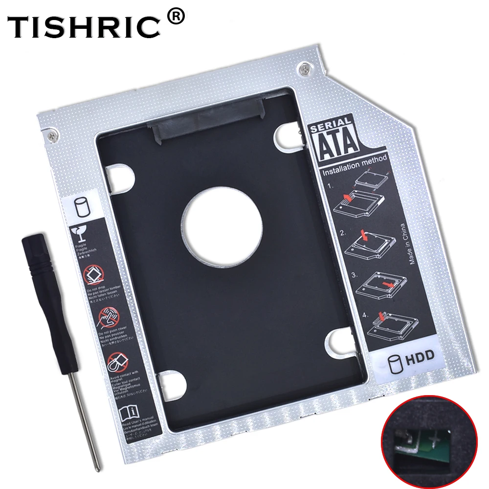 Tishric Универсальный алюминиевый/пластиковый 9,5 мм SATA 3,0 2," HDD Caddy пластиковый кейс адаптер DVD HDD Жесткий для ноутбука CD Optibay - Цвет: Aluminum Double LED