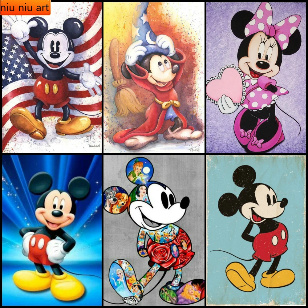 

Disney DIY Anime Diamond Embroidery Round Drill Cartoon Mickey and Minnie Diamond Painting Cross Stitch Rhinestone Mosaic