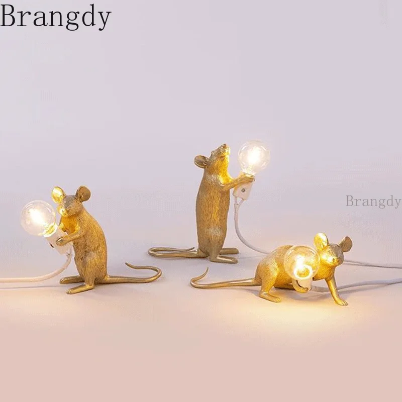 

Resin Animal Mouse Table Lamp Small Cute LED Night Lights Home Decor Desk Light Seletti Bedroom Bedsie Study Kids' Room Lamps
