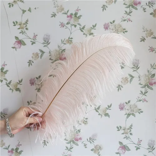 45-50cm light pink Модные новые цветные пушистые перья страуса 45-60 см, Большие Перья для свадебной вечеринки, украшения для дома - Цвет: 45-50cm light pink