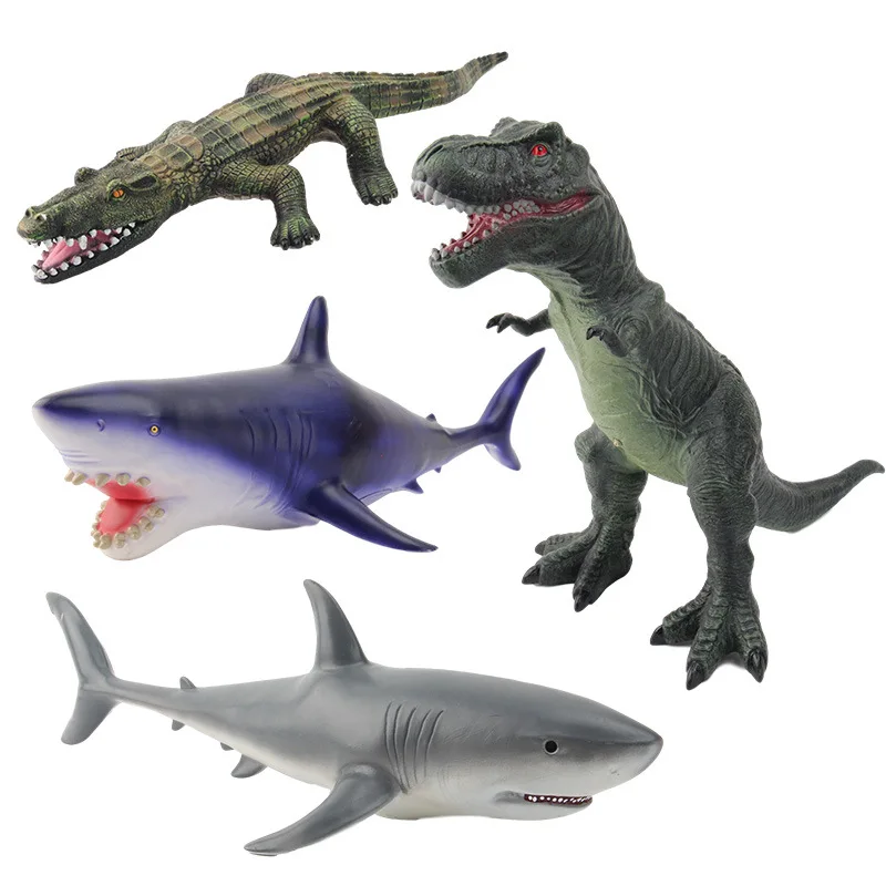 

Cross border simulation Shark Inflatable soft rubber shark toy marine animal model
