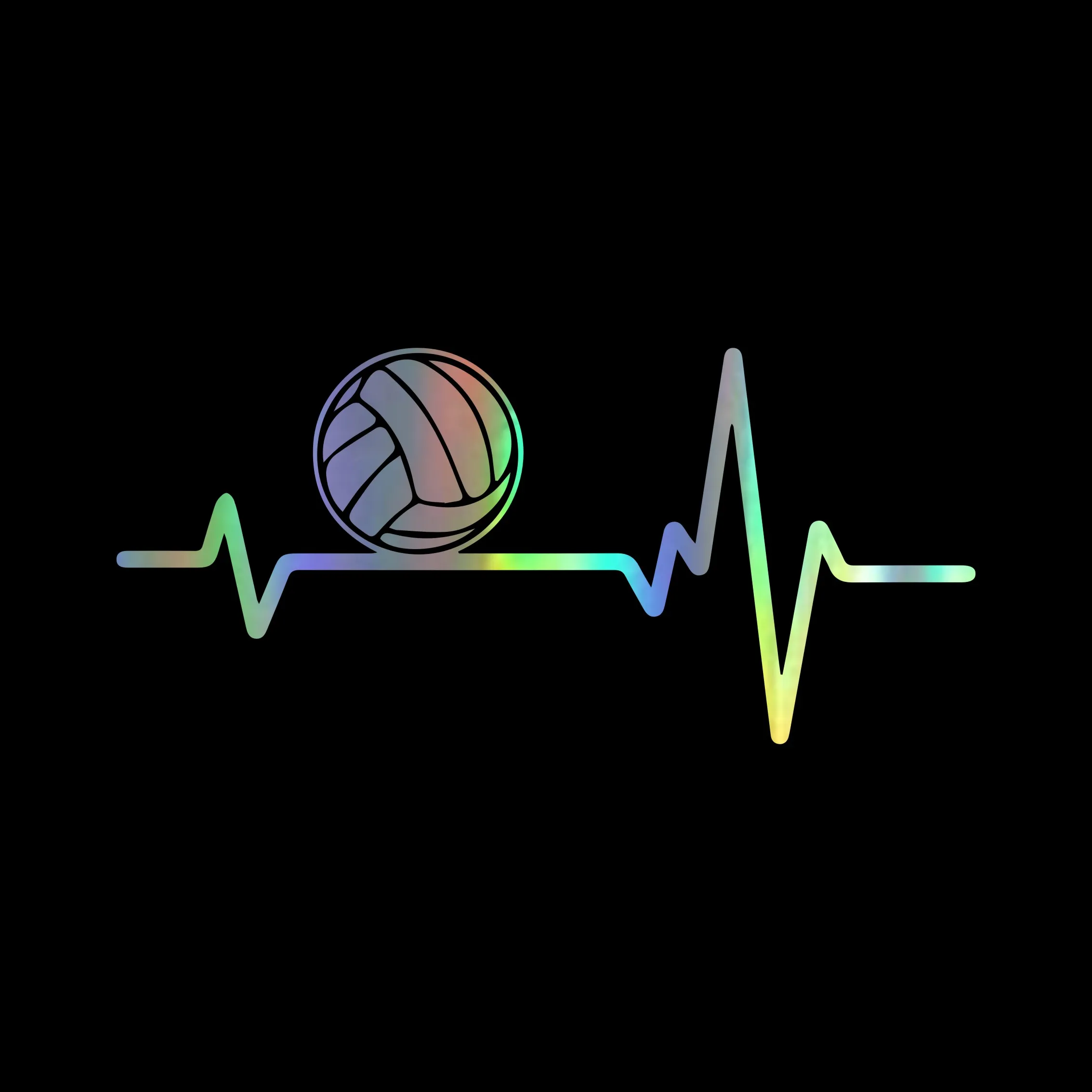 

Car Stickers and Decals Volleyball Heartbeat Funny Laser Vinyl Decal for Car Styling Window Door Body Bumper Sticker 4.88"x2.24"