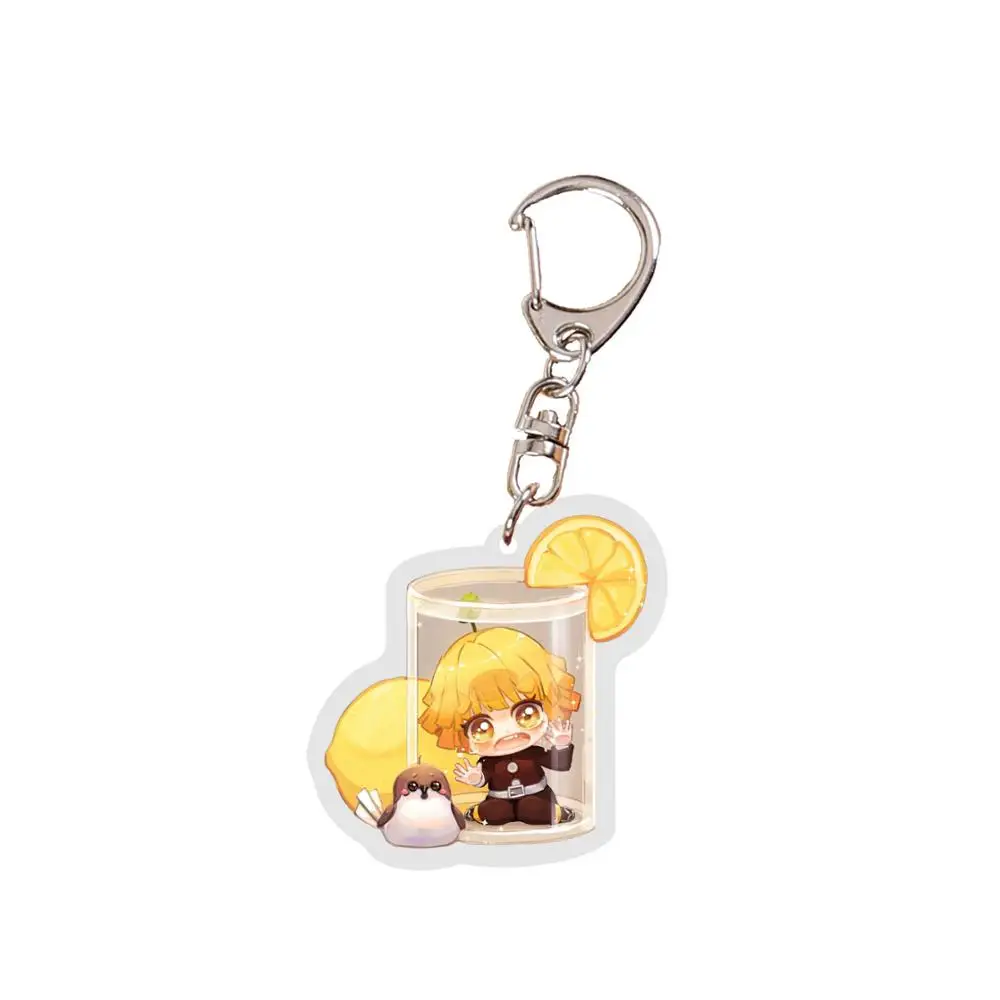 Новая Аниме-демон Полуночный охотник двусторонний акриловый брелок Kimetsu No Yaiba брелок Giyuu Nezuko Tanjirou Zenitsu Милые брелоки.