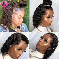 eva 180 lace frontal human hair wigs for black women short bob wig 4x4 lace closure wigs 13x6 brazilian curly lace front wig