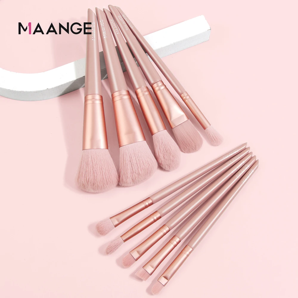 

MAANGE 10pcs Makeup Brushes Set Professional Foundation Powder Blush Eyeshadow Eyebrow Blending Cosmetics Make Up Brush Tool Kit