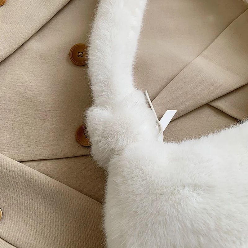 

ASDS-Fashion Women Plush Solid Color Shoulder Underarm Bag Soft Retro Mini