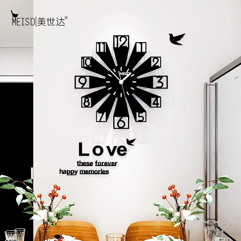 Большие новые 3D геометрические креативные большие настенные часы современный