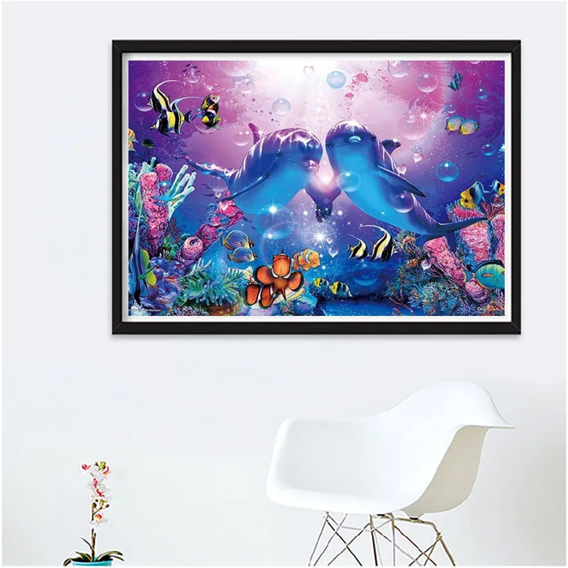 Алмазная 5D Вышивка с дельфином картина для творчества вышивка крестиком мозаика
