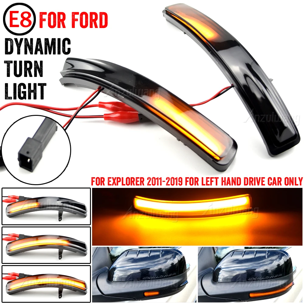 

2PCS LED Dynamic Turn Signal Light For Ford Explorer 2011-2019 LHD Side Rearview Mirror Indicator Blinker Lamp Car Accessories