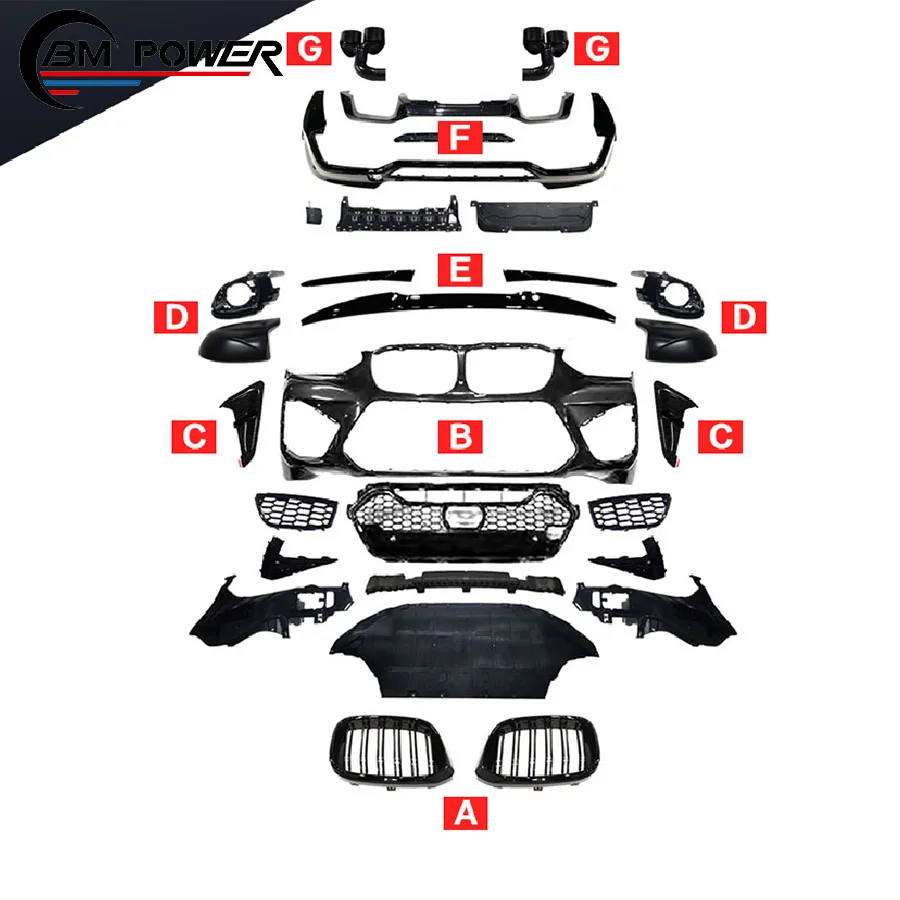 

2021 NEW Style X4 Series G02 X4M Body Kit for G02 X4M Front Bumper Grille over Fender Rear Bumper Foof Spoiler