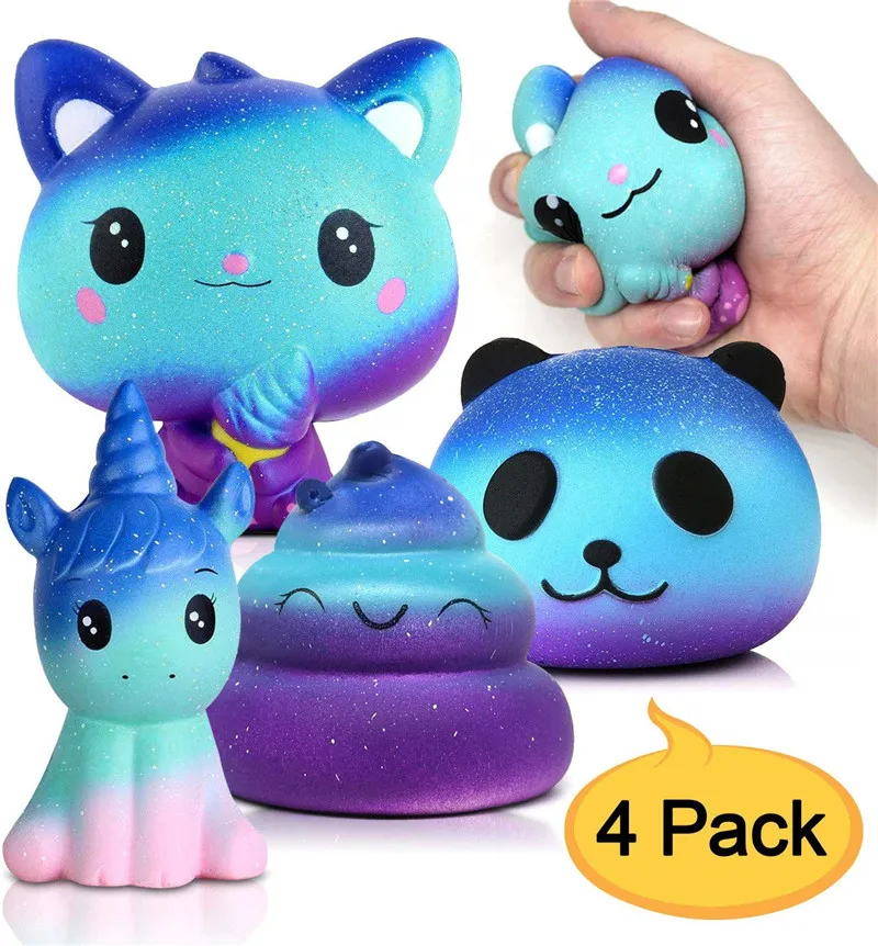 Синий 4 упаковки гигантские мягкие игрушки медленно поднимающиеся Kawaii Ароматические сжимающие игрушки для снятия стресса Jumbo мягкие игрушки для мальчиков и девочек - Цвет: Синий