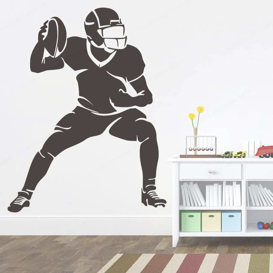 Наклейки на стену с изображением силуэтов футбольных игроков домашний декор для